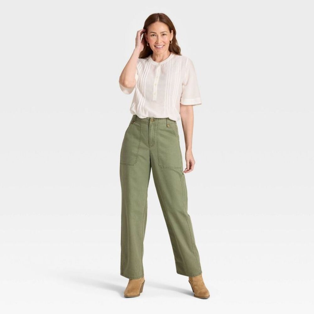 Open Box - Universal Thread - Women's Mid-Rise Straight Leg Cargo Pan Green - Picture 3 of 3